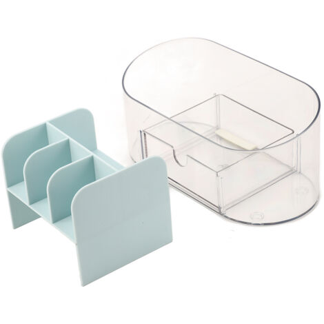 Organisateur de Maquillage Transparent avec Tiroirs, Boîte de Rangement Compartimentée pour Cosmétiques et Soins de la Peau, Bleu (1/5)