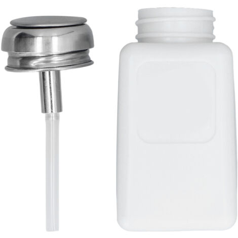 Flacon carré antistatique 200ML avec pompe pressoir, couvercle inox et sécurité ESD, blanc (1/5)