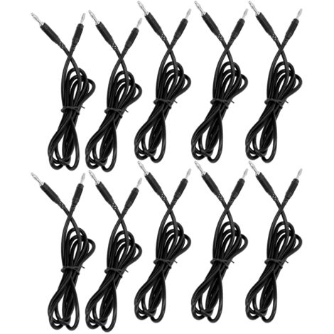 10 Kits de Câbles de Test Banane 4mm Mâle-Mâle Laiton PA 32A 1000V pour Électricité Noir (1/5)