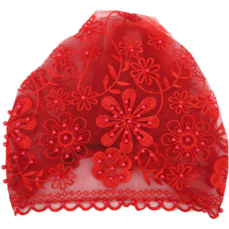Turban Rétractable Brodé Femme Moderne Unique Cadeau Rouge Vif (1/5)