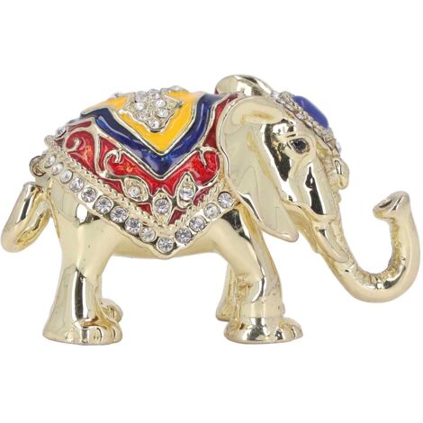 Porte-bijoux éléphant en émail peint à la main, dorure électrolytique scintillante, figurine décorative pour maison (1/5)