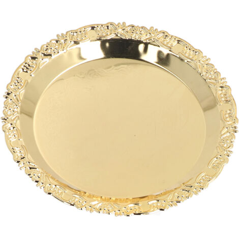 Plateau de Service Rond en Acier Inoxydable pour Bijoux, Fruits, Desserts et Snacks (1/5)