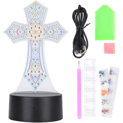 Lampe de Nuit LED 7 Couleurs USB avec Base Acrylique pour Peinture Diamant DIY - Décoration Maison (DP03) (1/5)