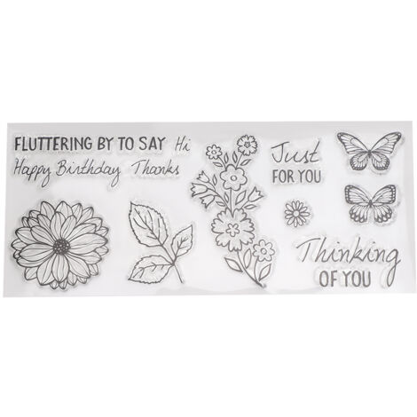 2 Pièces Tampon en Caoutchouc Transparent DIY - Motif Fleur Papillon pour Journal Créatif T1659 (1/5)