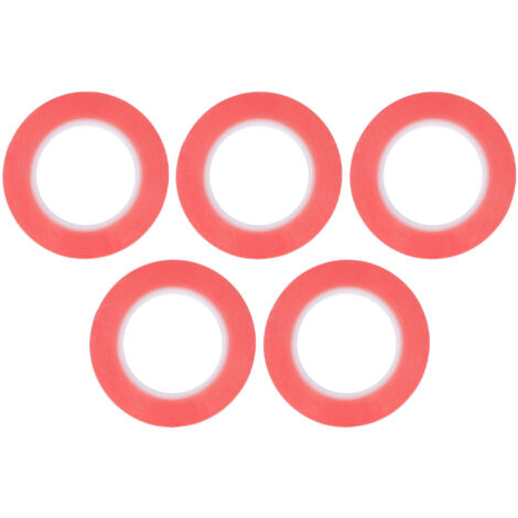 Ruban Adhésif Double Face Extra Fort 5 Pièces, Amovible et Réutilisable pour Emballage Cadeaux et Loisirs Créatifs, Rouge 3mm (1/5)