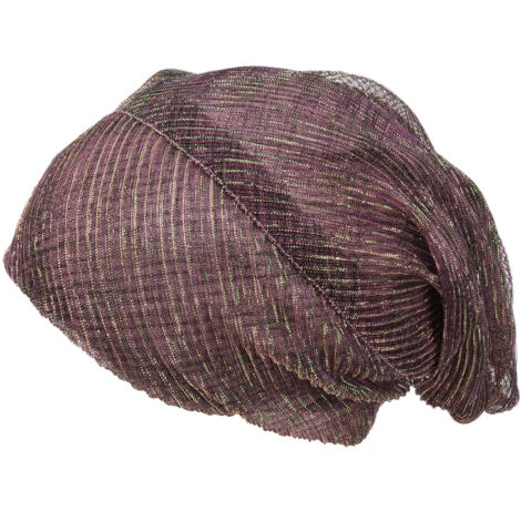 Turban en Dentelle Brillant pour Femmes - Souple et Respirant, Idéal pour un Usage Quotidien ou Cadeau - Violet (1/5)