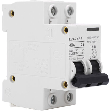 Disjoncteur Miniature 2P 40A pour Systèmes Solaires PV, DC12-400V/AC90-400V, Montage Rail DIN (1/5)