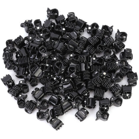 100PCS Pinces à Cheveux Miniatures en Plastique Noir, Accessoires pour Cheveux et Vêtements (1/5)