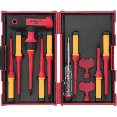 12 Pièces Tournevis Isolés Type T 1000V, Jeu de Tournevis Isolés à Fente et Cruciforme (1/5)