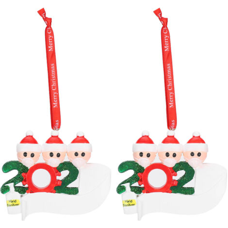 2 Pièces Ornement de Noël 2020 avec Couverture Visage Personnalisée, Décoration Murale Cadeau Familial (1/5)