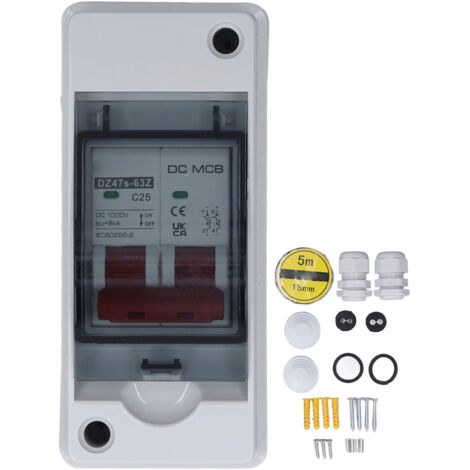 Disjoncteur DC Photovoltaïque 25A 1000V IP65 pour Système Solaire 2P Miniature (1/5)