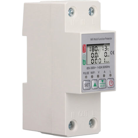 Interrupteur intelligent WiFi avec compteur d'énergie pour Tuya, protecteur multifonction AC85‑300V 63A (1/5)