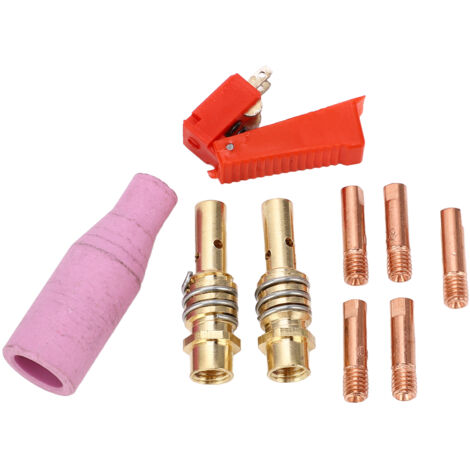 Kit de 9 pièces pour torche de soudage TIG : interrupteur, bagues céramiques, tiges de connexion et buses (1/5)