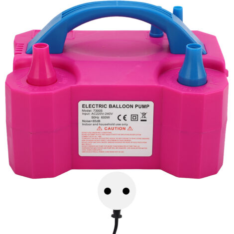 Pompe à ballons électrique 600W double buse, gonfleur automatique rouge rose, prise EU 220-240V (1/5)