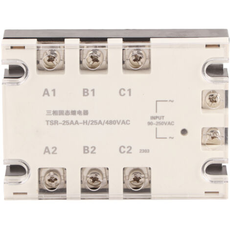 Relais Statique Triphasé SSR Haute Vitesse de Commutation Silencieux 90‑250VAC vers 24‑480VAC TSR 25AA 25A (1/5)