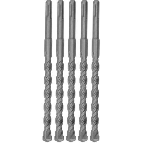 5 pièces Forets à Percussion Carbure, Mèches Marteau Rotatif 2 Torsades pour Béton Briques, 210mm Diamètre 14mm (1/5)