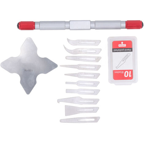 Couteau de précision pour maquettes, set professionnel de coupe avec 10 lames pour travaux délicats et collage (1/5)