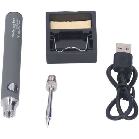 Fer à souder USB sans fil portable, 3 vitesses avec lumière indicateur gris (1/5)