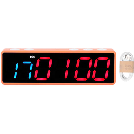 Minuteur d'entraînement numérique LED grand écran anti-vertige, chronomètre d'intervalle pour salle de sport, maison, garage, école (bleu et rouge) (1/5)