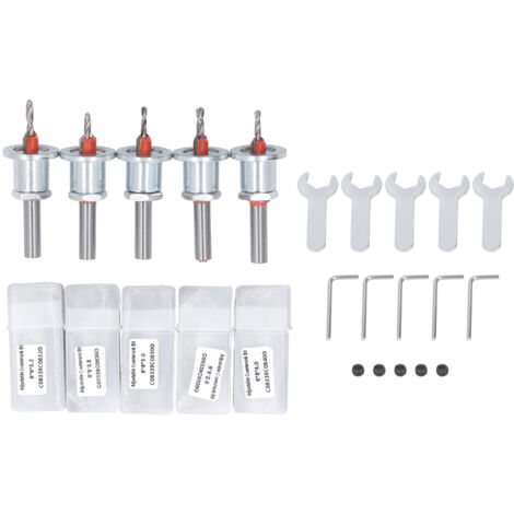 5 pièces Mèche à Chanfrein Ajustable pour Bois et Métal avec Coffret de Rangement (1/5)
