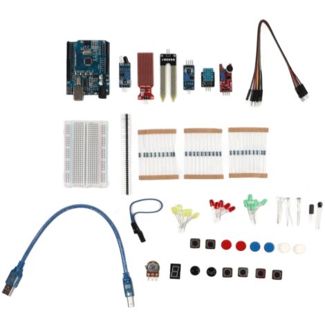 Kit de Démarrage Électronique avec Capteur d'Évitage, Capteur d'Humidité et Fils de Liaison pour Arduino R3