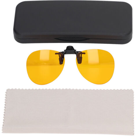 Lunettes clip-on anti-lumière bleue avec protection UV, monture ronde orange à retournement vertical 180° (1/5)