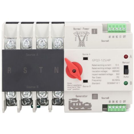 Interrupteur de Transfert Automatique 4P 63A 400V Double Alimentation pour Usine et Maison (1/5)