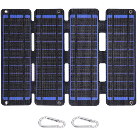 Panneau Solaire Pliable 14W avec Double USB, Rendement 20.5% pour Randonnée et Extérieur, Chargeur Portable Bleu 5V