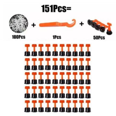 Kit de 151 pièces pour nivellement de carrelage, espaceurs de nivellement, outil de positionnement pour sol et mur (1/5)