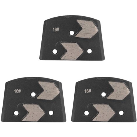 3 Pièces Chaussures de Meulage Diamant Noir Trapézoïdales 2 Flèches Dents pour Polissage de Sol Béton Pad 16 Grain (1/5)