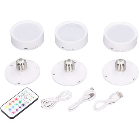 3 Lampes LED à Piles Rechargeables, Dimmable, Télécommande, Base E26, 4 Couleurs, Minuterie, Lot de 3 (1/5)