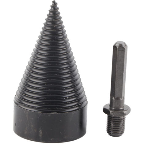 Mèche à bois pour fendre les bûches, cône en acier carbone, queue hexagonale, outil de perçage noir 50mm (1/5)