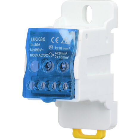 Boîte de jonction à bornes DIN 690V 80A en laiton, pour raccordement électrique et électroménager, bleue