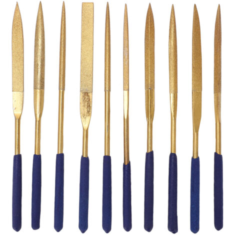 10 Pièces Limes Diamantées Bleues et Dorées Résistantes à la Corrosion pour Métal, Verre et Pierre (1/5)
