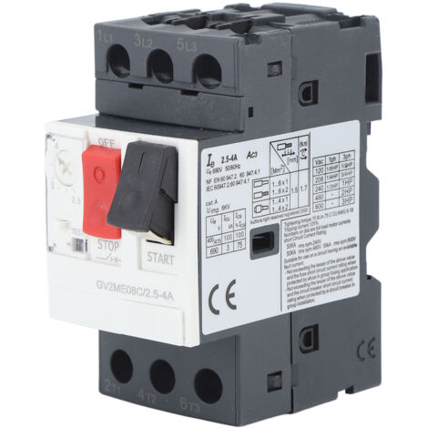 Disjoncteur de protection moteur GV2 ME08C 2.5-4A, protection contre les surcharges et courts-circuits, démarreur moteur AC690V (1/5)