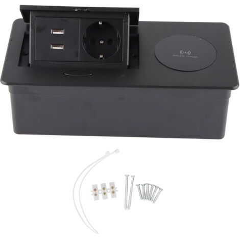 Boîtier de Prise Pop-Up sans Fil avec Ports USB, Prise EU et Dissimulation sur Bureau (1/5)