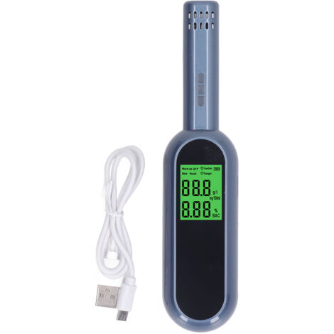 Testeur d'Alcool Éthylomètre Haute Précision Affichage LCD Alarme Sonore Lumineuse Rechargeable Détecteur Alcool Portable (1/5)
