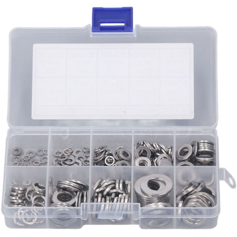Kit de 260 rondelles Grower en acier inoxydable 304, tailles M2.5 à M10 pour fixation anti-désassemblage (1/5)