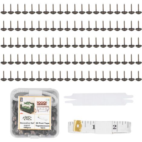 100 Clous Décoratifs Antiques en Acier Carbone pour Meubles, Canapé, Lit avec Ruban à Mesurer et Support Bronze
