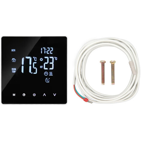 Thermostat Intelligent WiFi 16A 4400W pour Chauffage au Sol, Programmable avec Minuterie et Sonde 3m, Contrôle Température AC90-240V