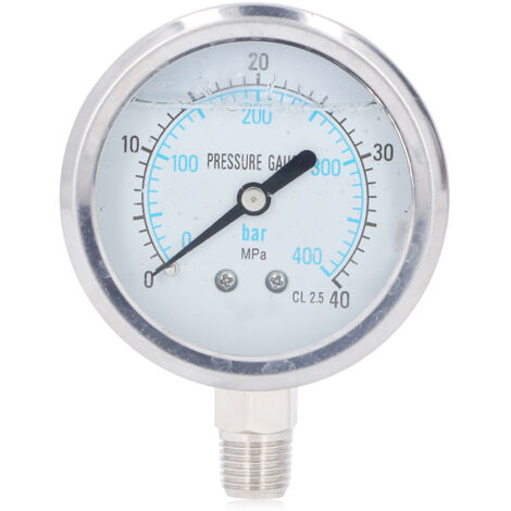 Jauge de vide industrielle boîtier inox cadran clair 0-40MPa filetage 1/4 NPT (1/5)