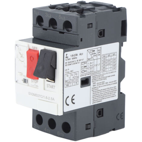 Disjoncteur de protection moteur GV2 ME07C 1.6-2.5A, protection contre les surcharges et courts-circuits, démarreur moteur AC690V (1/5)