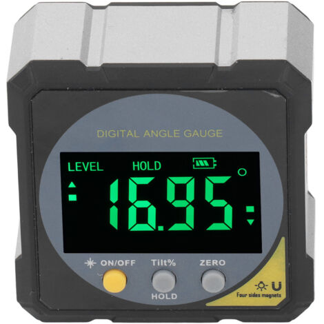 Inclinomètre Numérique IP54 4x90° – Niveau D'angle éclairé, Jaune, Compact