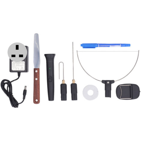 Stylo de Découpe Mousse 9 Pièces, Chauffage Rapide, Coupe Nette, Câble Chaud pour Polystyrène, Kit avec Prise UK 100‑240V (1/5)