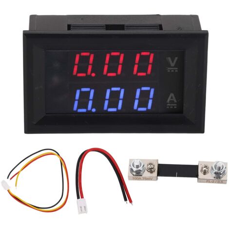 Multimètre Numérique DC 0‑100V 100A Voltmètre Ampèremètre LED avec Shunt pour Mesure Tension Courant (1/5)