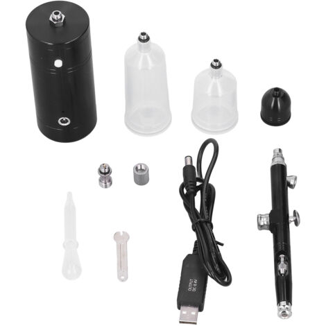 Kit de pistolet à peinture sans fil portable avec compresseur, rechargeable USB, 18 psi, noir (1/5)