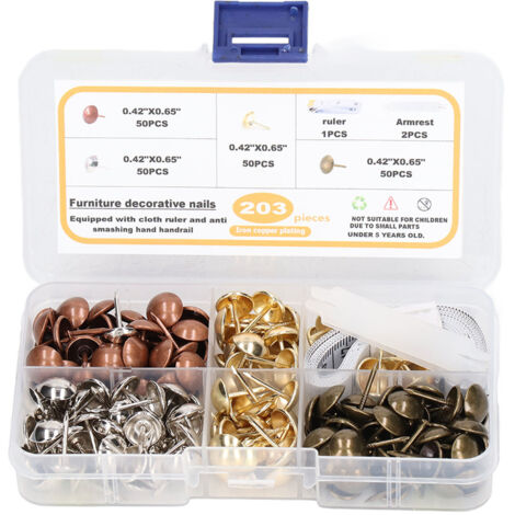 200 Épingles Décoratives Intérieures en Acier Carbone, Clous pour Meubles avec Mètre Ruban et Accoudoir, Type Standard (1/5)