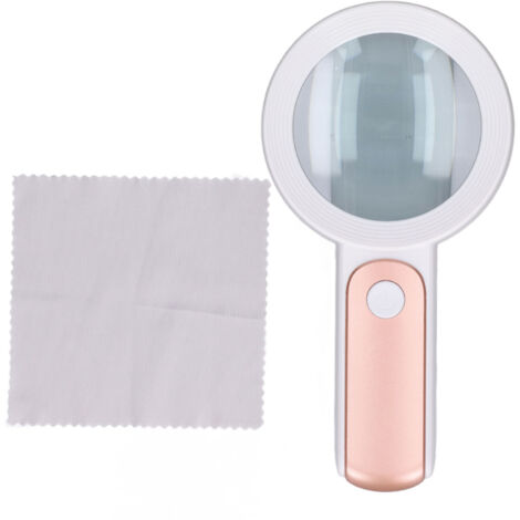 Loupe de poche 30X ultra-légère avec éclairage LED, lentille optique HD pour lecture, couleur or rose et blanc (1/5)