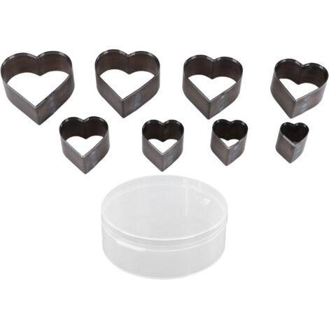 Ensemble de 8 Emporte-Pièces en Forme de Cœur en Acier Allié pour Découpe Cuir DIY avec Boîte de Rangement (1/5)