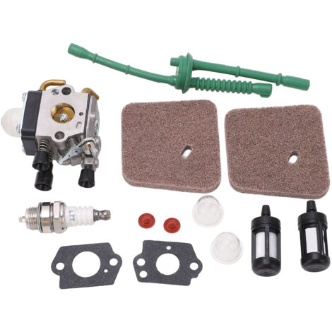 Kit de carburateur pour tronçonneuse Stihl avec bougie, filtre à carburant et poire de amorçage - Pièces de rechange complètes. (1/5)